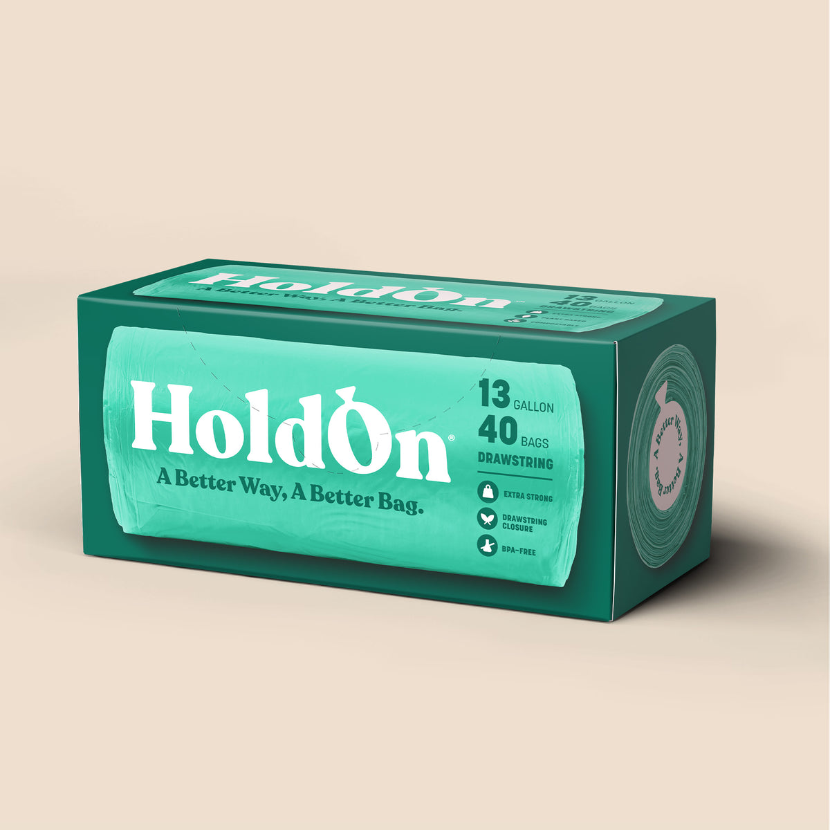 HoldOn Compostable Tall Kitchen Trash Bags 13 Gallon (40-ct)