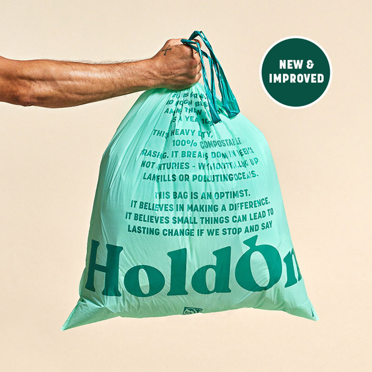HoldOn Compostable Tall Kitchen Trash Bags 13 Gallon (40-ct)